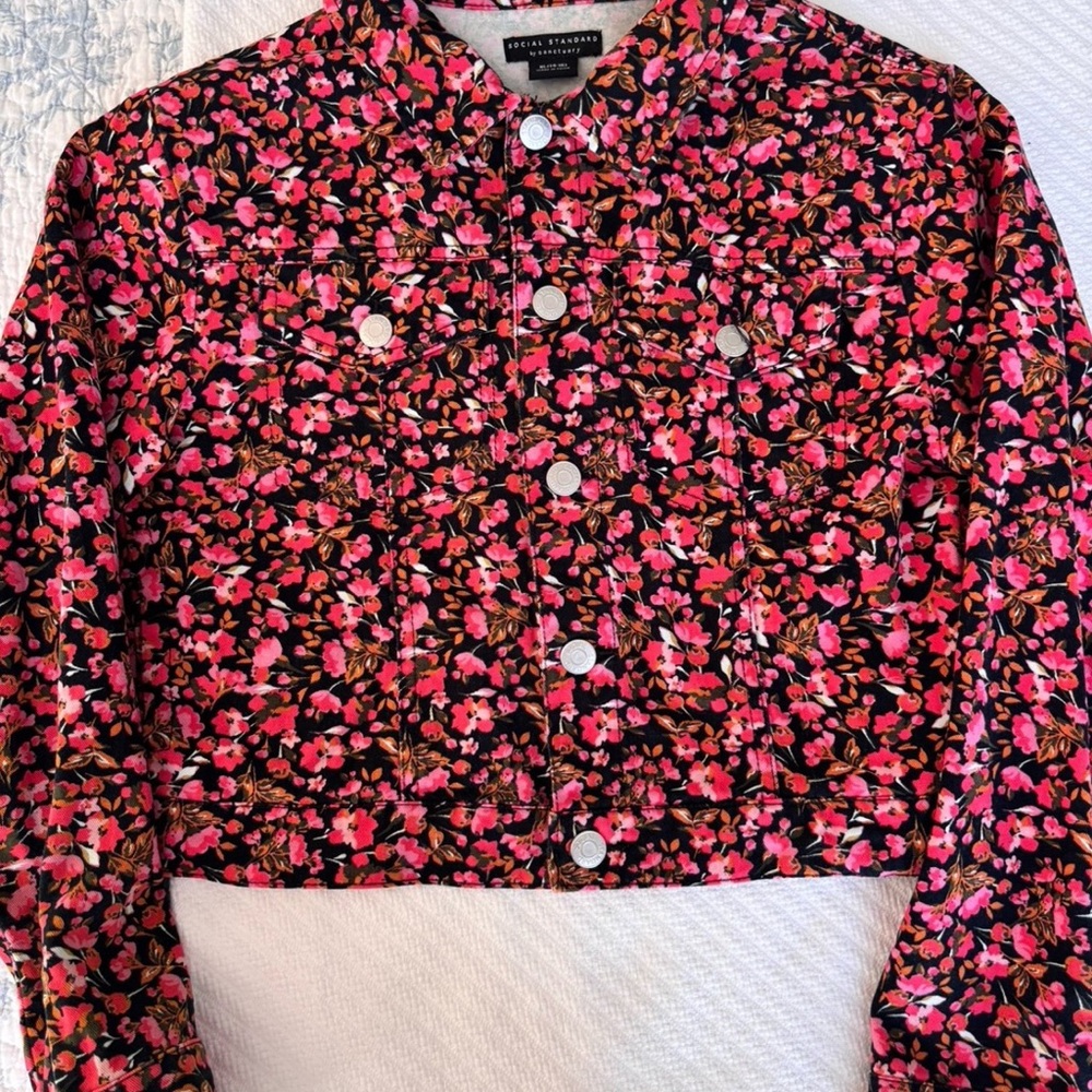 Sanctuary Black and Pink Floral Jacket